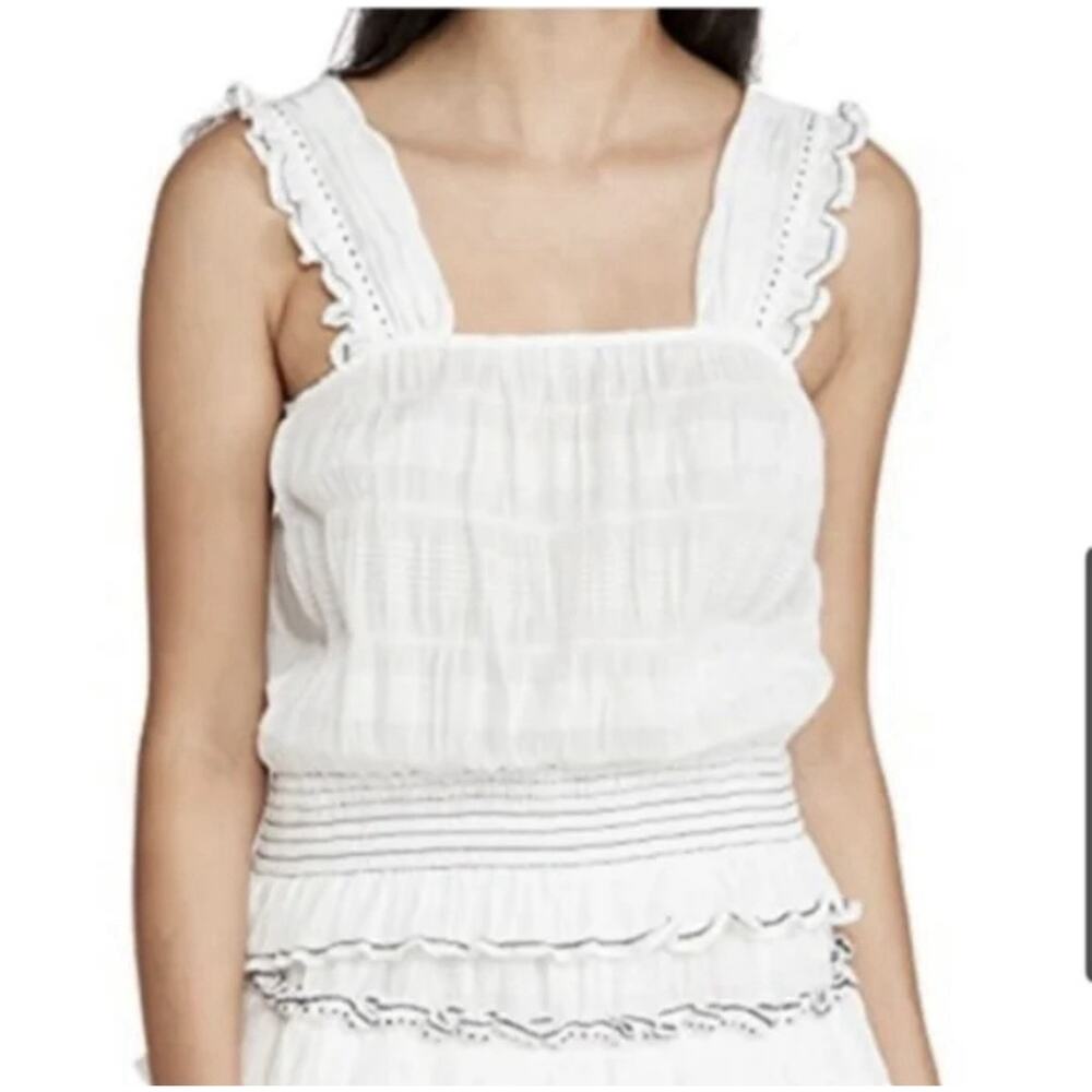Maison‎ Scotch Scotch & Soda L Gauzy White Cropped Peasant Blouse Boho Beach